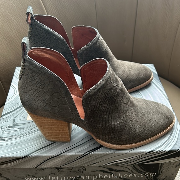 Khaki Snake Print Ankle Boots - Picture 5 of 9